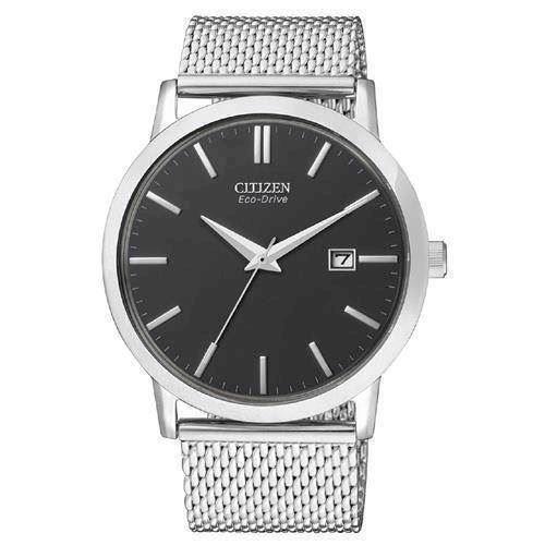 Image of mat rustfri stål quartz med Eco-Drive Herre ur fra Citizen, BM7190-56H